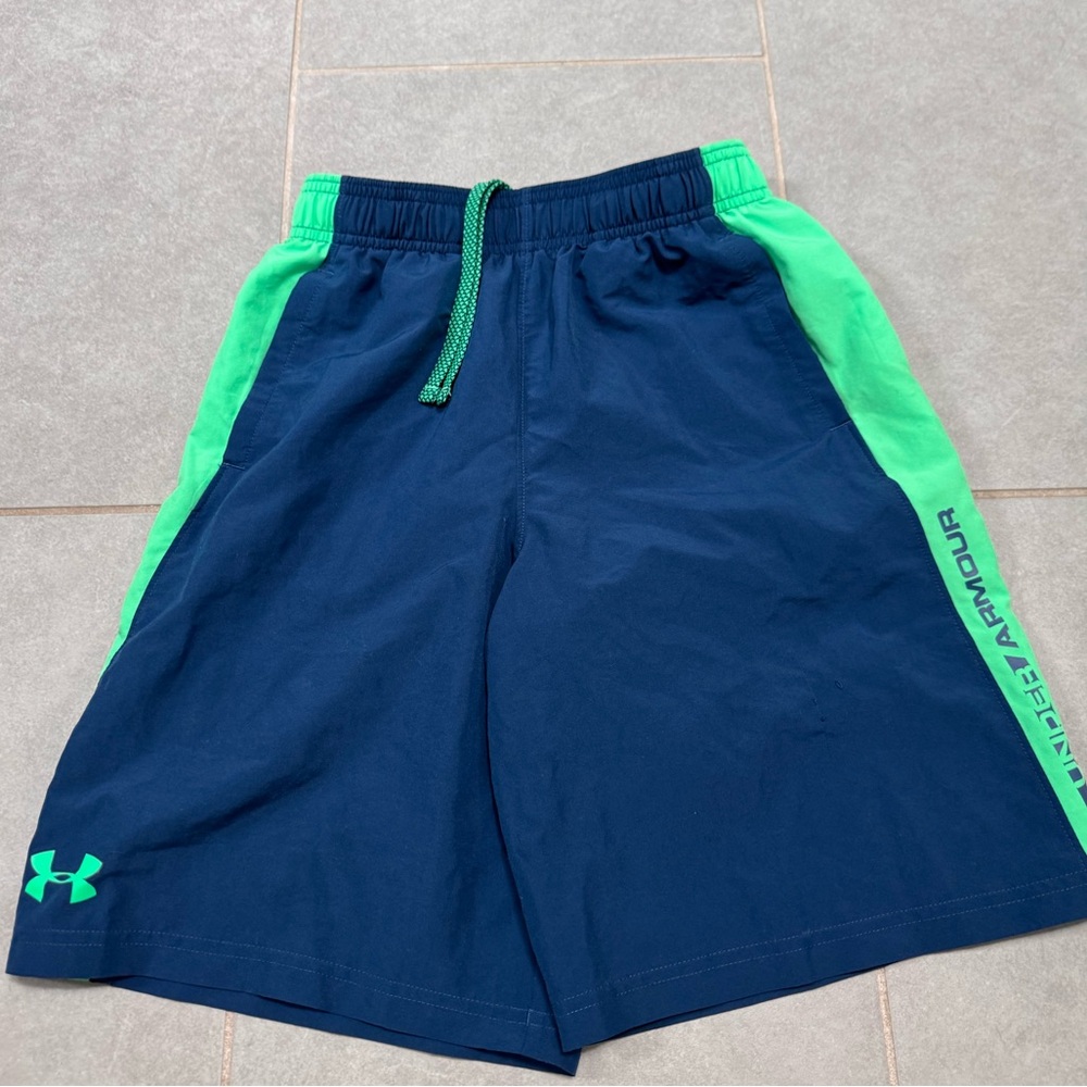 Under Armour Kids' Blue and Green Athletic Shorts